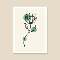 botanisch muurkunstontwerp met elegante elegante abstracte vorm vector