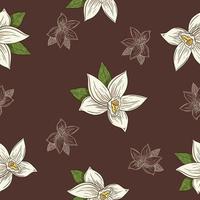 handgetekende vanille bloemen in vintage stijl naadloos patroon vector