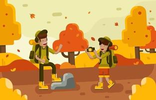 herfst wandelen activiteit concept vector