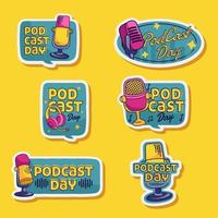 podcast dag sticker collectie vector