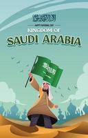 Arabische man viert nationale dag van saoedi-arabië vector
