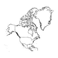 schets eenvoudige kaart van Noord-Amerika vector