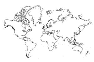 schets eenvoudige kaart van de wereld vector