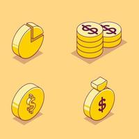 financiële zaken cartoon isometrische icon set vector