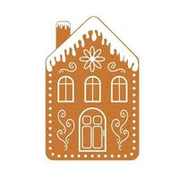 peperkoekhuis met schoorsteen, kerstkoekje vector