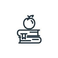 boek en appel icoon geïsoleerd Aan wit achtergrond. onderwijs en school- concept icoon illustratie voor web en mobiel ontwerp. vector