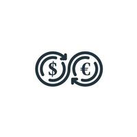 geld uitwisseling icoon geïsoleerd Aan wit achtergrond. euro en dollar contant geld overdracht symbolen. illustratie van geld uitwisseling icoon voor web en mobiel ontwerp. vector