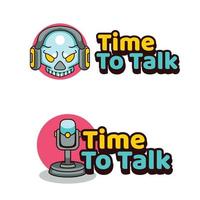 tijd om te praten podcast illustratie logo voor schedel vector