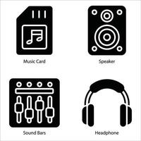 muziek glyph iconen set vector