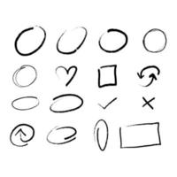 handgetekende pijlset, abstracte vormenkrabbel, schetssymbolen vector