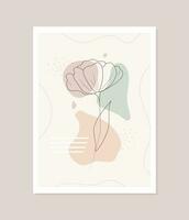 hedendaags bloem poster. hand- getrokken abstract botanisch elementen. minimaal interieur ontwerp en natuurlijk muur kunst. modern vector illustratie