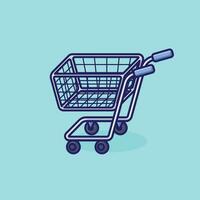 boodschappen doen trolley gemakkelijk tekenfilm vector illustratie afzet concept icoon geïsoleerd