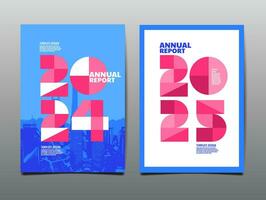 jaar- rapport, sjabloon lay-out ontwerp 2023, 2024, 2025, typografie, vlak ontwerp vector