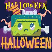 halloween poster met schattig karakter oktober 31 vector