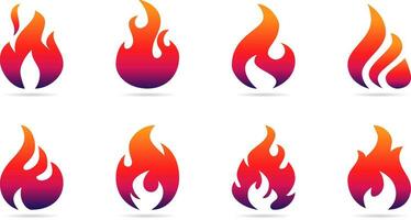 reeks van brand vlam vector pictogrammen. verzameling van brand en vlam pictogrammen. vreugdevuur pictogrammen, vlammend elementen.