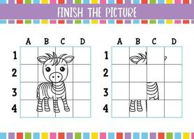 kinderen leerzaam kleur boek Pagina's af hebben de afbeelding van schattig tekenfilm zebra pret vector