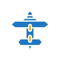 vliegtuig icoon solide blauw oranje kleur leger symbool perfect. vector