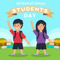 vector Internationale studenten dag illustratie met jongen en meisje