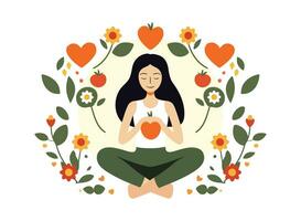 een jong vrouw beoefenen meditatie vector