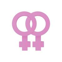 3d geven lesbienne symbool. vrouw liefde teken. Dames paar. homoseksueel vector illustratie in klei stijl. lgbt menselijk geslacht. seksueel diversiteit. vrijheid in verhouding