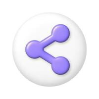 Purper molecuul icoon Aan wit ronde knop. 3d vector illustratie.