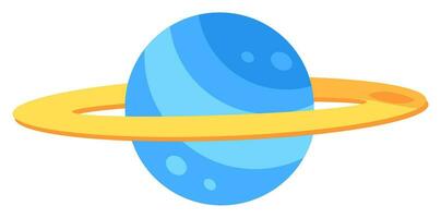 blauw planeet met ring in de omgeving van vlak icoon vector