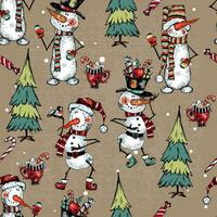 naadloos patroon Aan de thema van winter en kerstmis. grappig sneeuwmannen. vector. vector