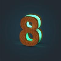 3D, realistisch, glas en houten karakter van een lettertype, vector