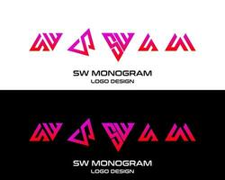 brief sw monogram meetkundig gemakkelijk lijn logo ontwerp. vector