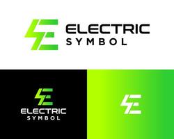 brief e monogram bliksem bout elektrisch macht logo ontwerp. vector