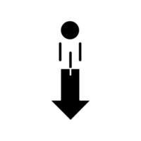 pijl-omlaag en cirkel zwart glyph-pictogram vector