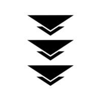 drie pijlen naar beneden zwarte glyph-pictogram vector