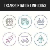 transport icon set van unieke lijn iconen vector