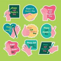 happy left handers day sticker template set vector