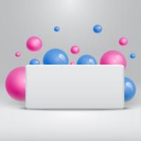 Leeg wit malplaatje met kleurrijke ballen die rond voor reclame, vectorillustratie drijven vector