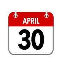 30 april, kalender datum icoon Aan wit achtergrond. vector