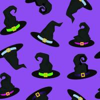 naadloos patroon van heks hoeden voor halloween vector