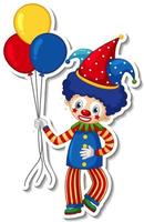 stickersjabloon met happy clown stripfiguur vector