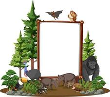 lege banner met wilde dieren en regenwoudbomen vector