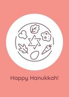 traditionele hanukkah-menukaart met lineair glyph-pictogram vector