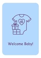 nieuwe baby-aankomstviering in familiebriefkaart met lineair glyph-pictogram vector