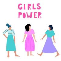 doodle vrouw karakter. girl power, empowerment, diversiteitsthema vector