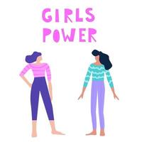 doodle vrouw karakter. girl power, empowerment, diversiteitsthema vector