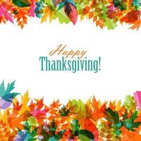 happy thanksgiving day achtergrond met glanzende natuurlijke herfstbladeren vector