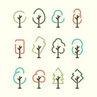 eenvoudige boom pictogrammenset sjabloon