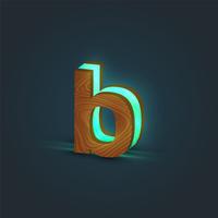 3D, realistisch, glas en houten karakter van een lettertype, vector