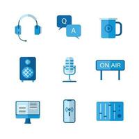 podcast online streaming pictogrammenset vector
