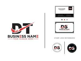 creatief dt borstel logo, modern dt logo brief vector kunst