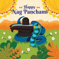 happy nag panchami met king cobra concept vector