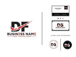 creatief df borstel logo, modern df logo brief vector kunst